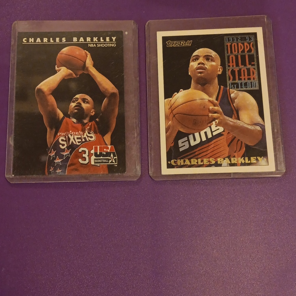2 Charles Barkley Skybox 1992 #8 and 1993 Topps #104
